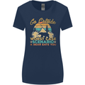 Go Outside Funny Camping Hiking Trekking Womens Wider Cut T-Shirt Navy Blue