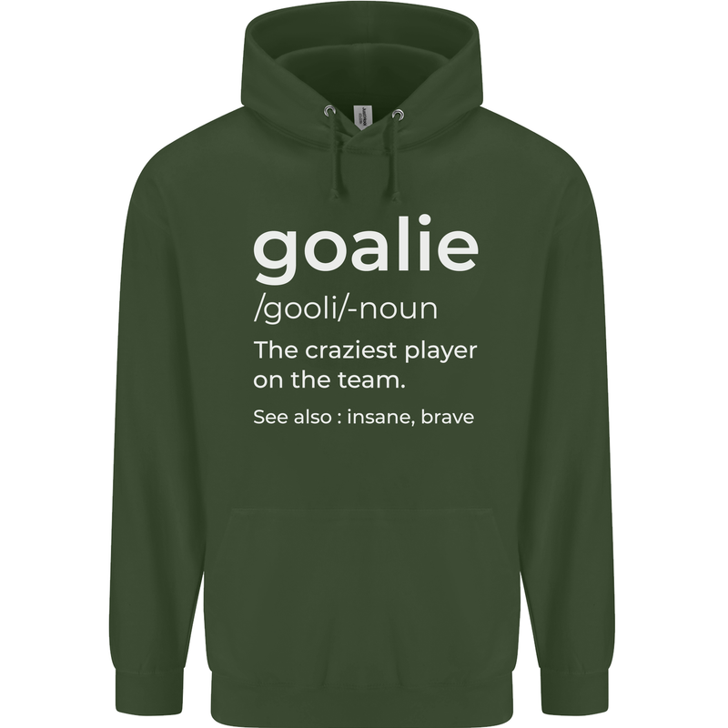 Goalie Keeper Football Ice Hockey Funny Childrens Kids Hoodie Forest Green