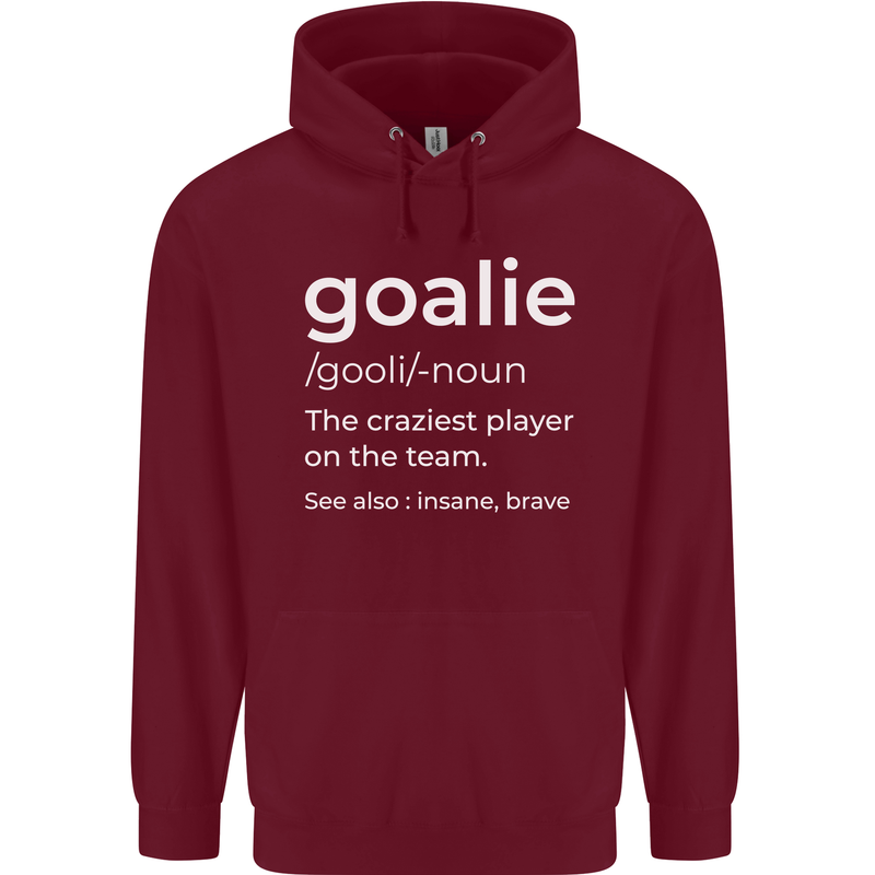 Goalie Keeper Football Ice Hockey Funny Childrens Kids Hoodie Maroon
