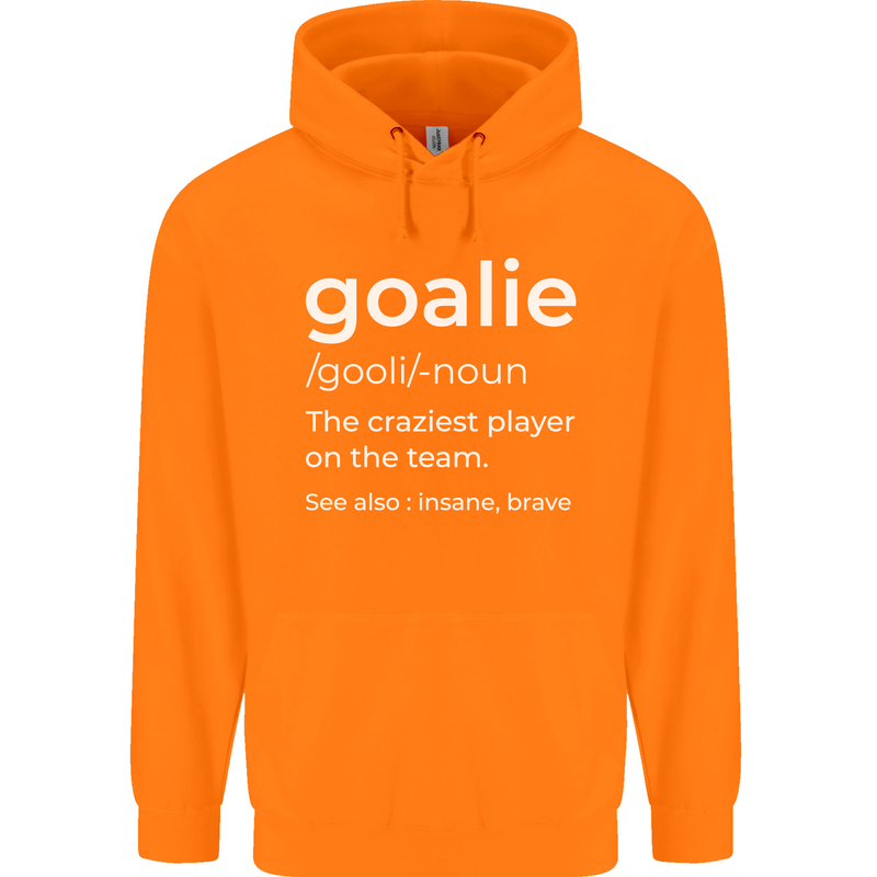 Goalie Keeper Football Ice Hockey Funny Childrens Kids Hoodie Orange