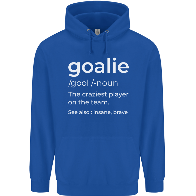 Goalie Keeper Football Ice Hockey Funny Childrens Kids Hoodie Royal Blue