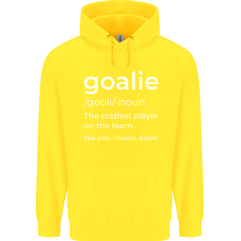 Goalie Keeper Football Ice Hockey Funny Childrens Kids Hoodie Yellow