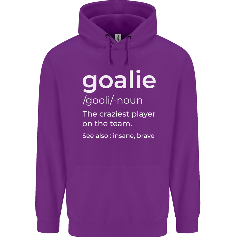 Goalie Keeper Football Ice Hockey Funny Mens 80% Cotton Hoodie Purple