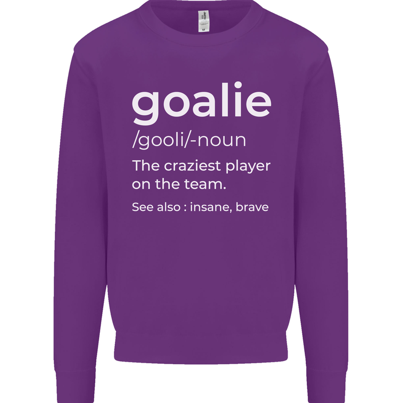 Goalie Keeper Football Ice Hockey Funny Mens Sweatshirt Jumper Purple