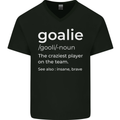 Goalie Keeper Football Ice Hockey Funny Mens V-Neck Cotton T-Shirt Black
