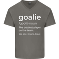Goalie Keeper Football Ice Hockey Funny Mens V-Neck Cotton T-Shirt Charcoal