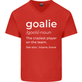 Goalie Keeper Football Ice Hockey Funny Mens V-Neck Cotton T-Shirt Red
