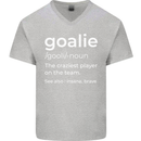 Goalie Keeper Football Ice Hockey Funny Mens V-Neck Cotton T-Shirt Sports Grey