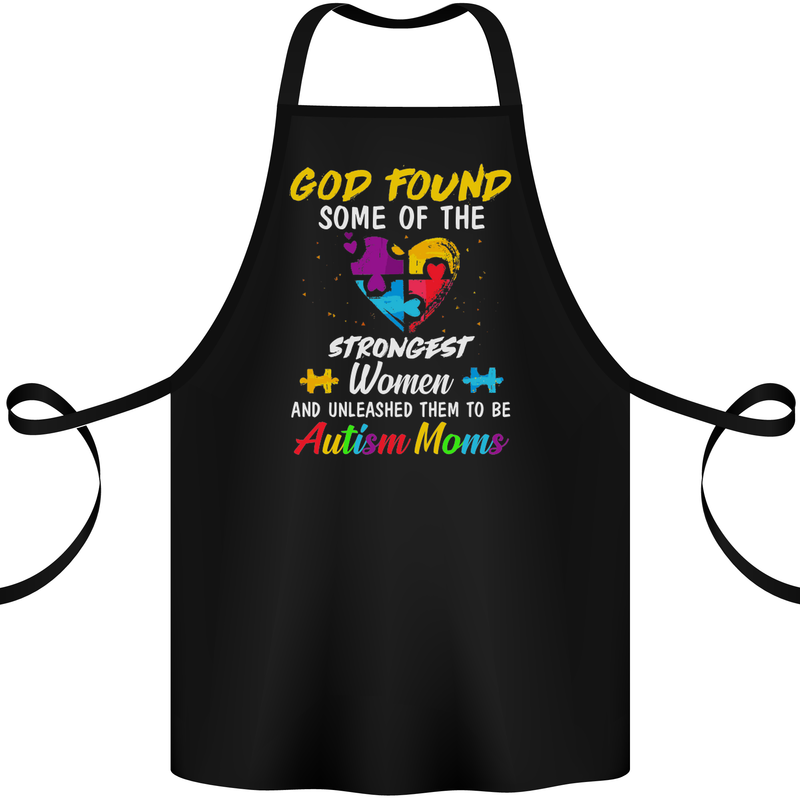 God Found Autism Moms Autistic ASD Cotton Apron 100% Organic Black