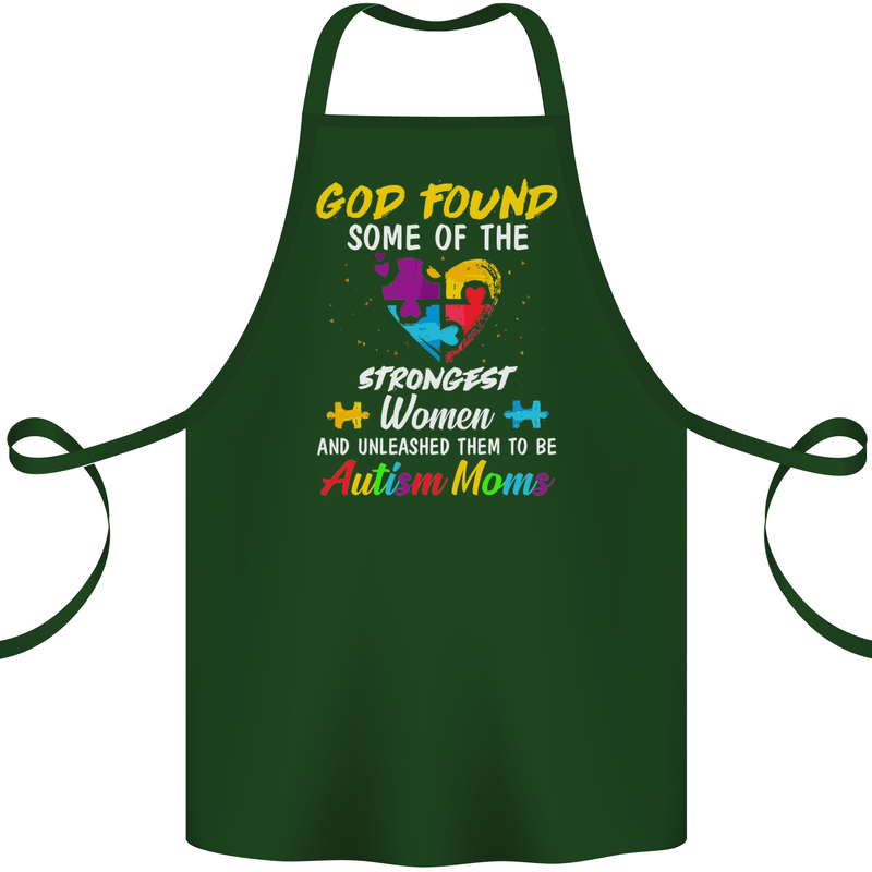 God Found Autism Moms Autistic ASD Cotton Apron 100% Organic Forest Green