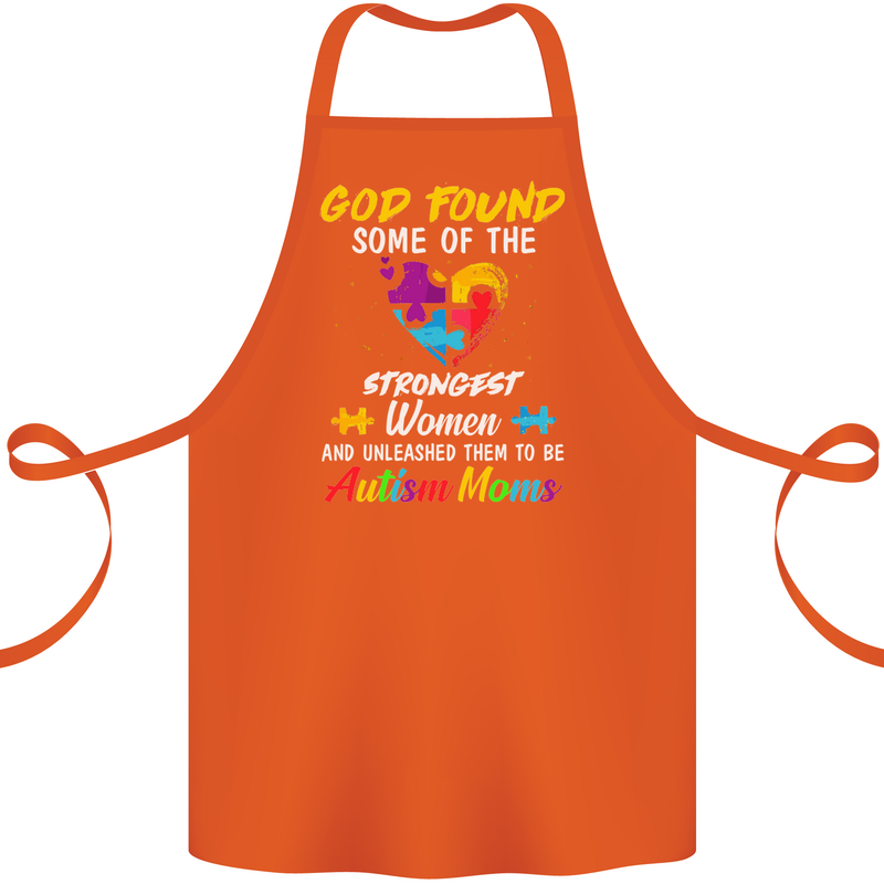 God Found Autism Moms Autistic ASD Cotton Apron 100% Organic Orange