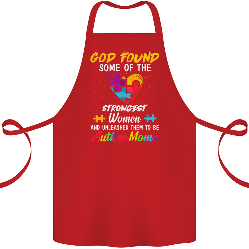 God Found Autism Moms Autistic ASD Cotton Apron 100% Organic Red