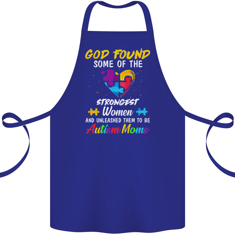 God Found Autism Moms Autistic ASD Cotton Apron 100% Organic Royal Blue