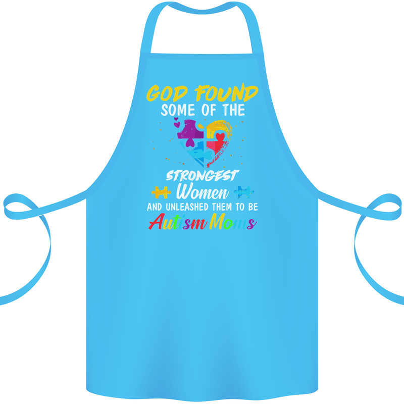 God Found Autism Moms Autistic ASD Cotton Apron 100% Organic Turquoise