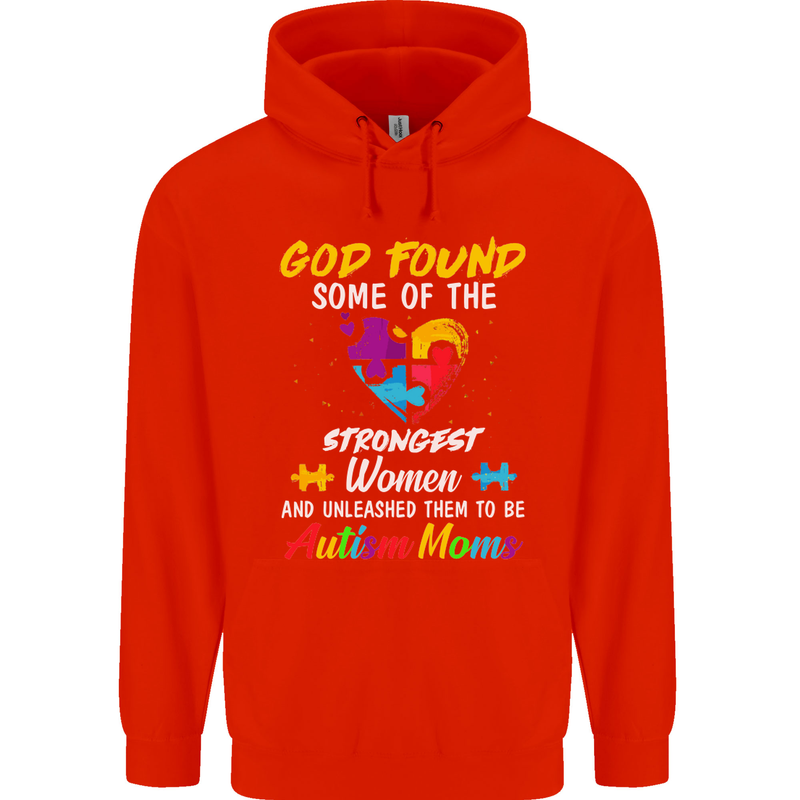 God Found Autism Moms Autistic ASD Mens 80% Cotton Hoodie Bright Red