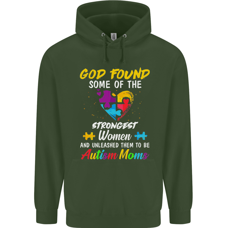 God Found Autism Moms Autistic ASD Mens 80% Cotton Hoodie Forest Green