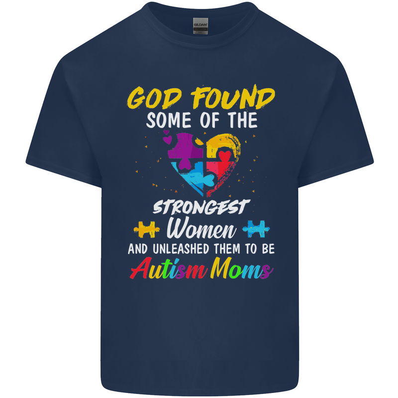 God Found Autism Moms Autistic ASD Mens Cotton T-Shirt Tee Top Navy Blue