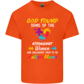 God Found Autism Moms Autistic ASD Mens Cotton T-Shirt Tee Top Orange
