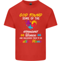 God Found Autism Moms Autistic ASD Mens Cotton T-Shirt Tee Top Red