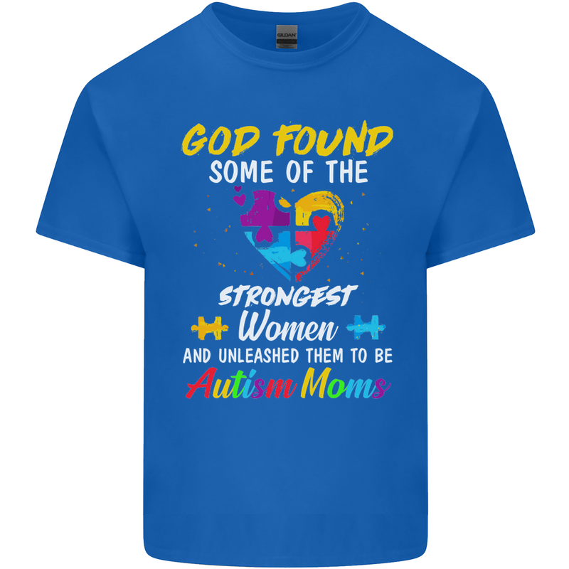 God Found Autism Moms Autistic ASD Mens Cotton T-Shirt Tee Top Royal Blue