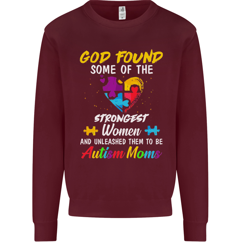 God Found Autism Moms Autistic ASD Mens Sweatshirt Jumper Maroon