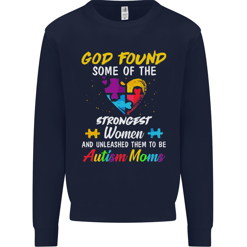 God Found Autism Moms Autistic ASD Mens Sweatshirt Jumper Navy Blue