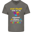God Found Autism Moms Autistic ASD Mens V-Neck Cotton T-Shirt Charcoal