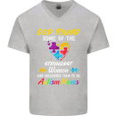 God Found Autism Moms Autistic ASD Mens V-Neck Cotton T-Shirt Sports Grey