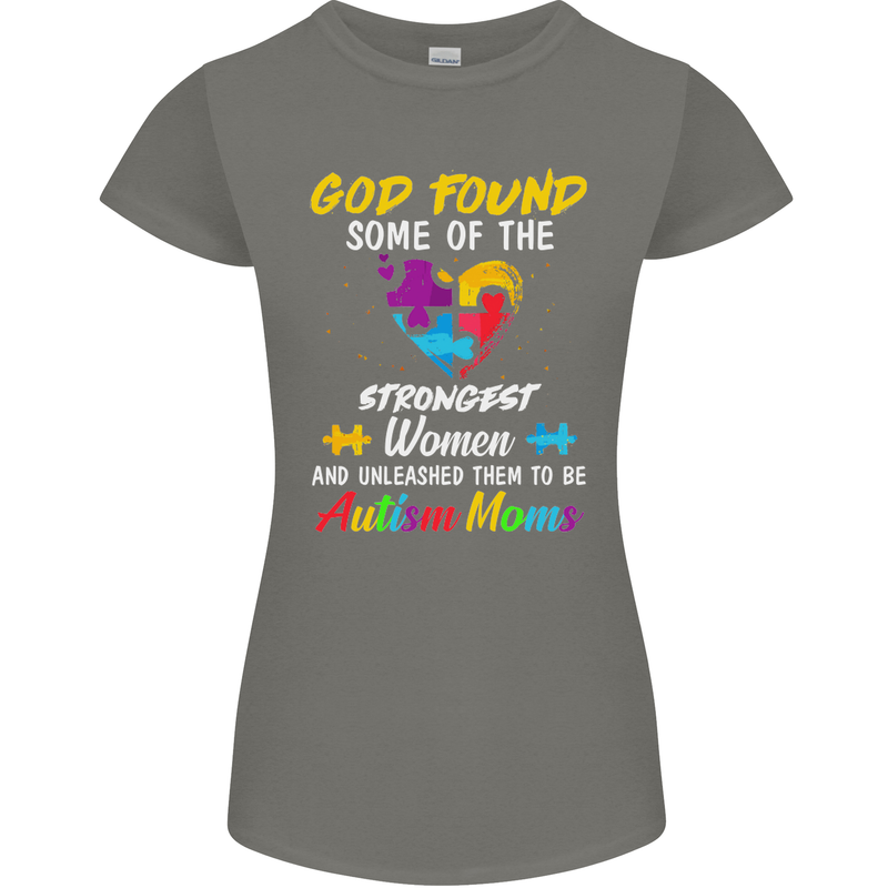 God Found Autism Moms Autistic ASD Womens Petite Cut T-Shirt Charcoal