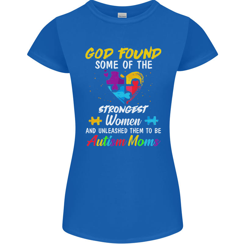 God Found Autism Moms Autistic ASD Womens Petite Cut T-Shirt Royal Blue