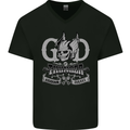 God of Thunder Gym Training Top Vikings Mens V-Neck Cotton T-Shirt Black