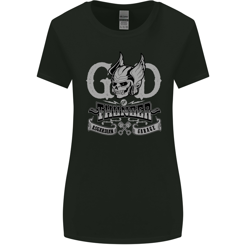 God of Thunder Gym Training Top Vikings Womens Wider Cut T-Shirt Black