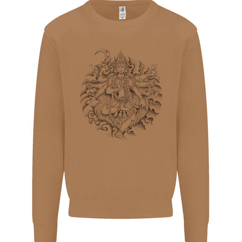 Goddess Shiva Hindu God Hinduism Religion Mens Sweatshirt Jumper Caramel Latte