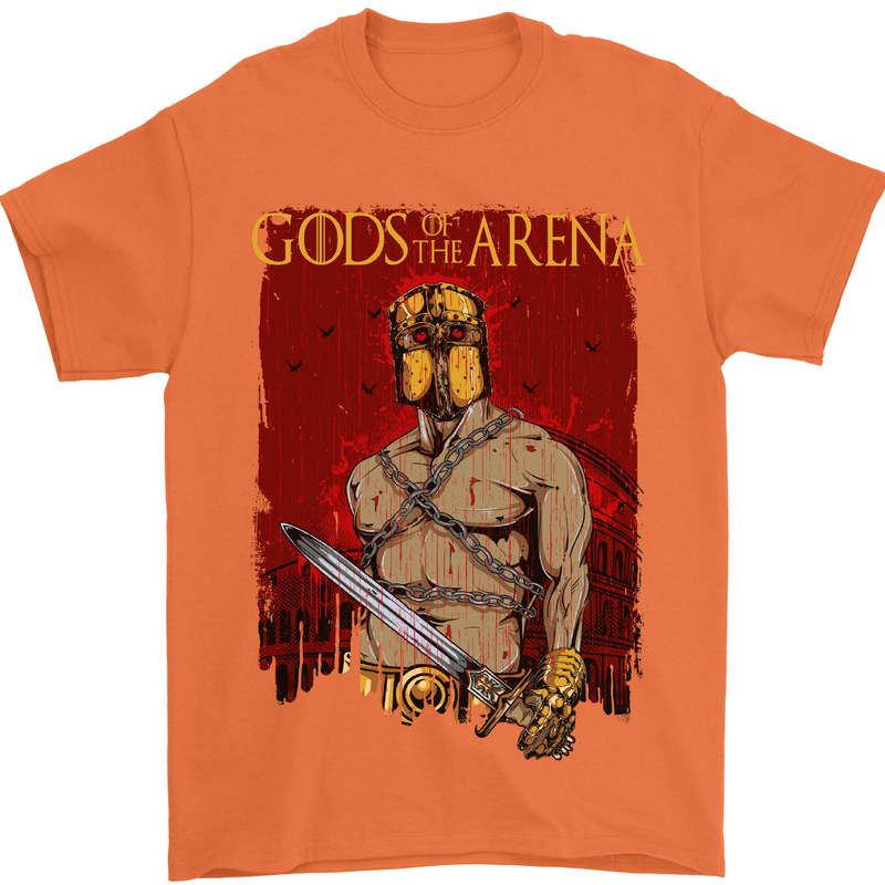 Gods of the Arena MMA Martial Arts Gym Mens T-Shirt Cotton Gildan Orange