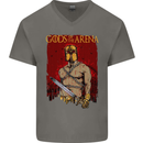 Gods of the Arena MMA Martial Arts Gym Mens V-Neck Cotton T-Shirt Charcoal