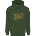 Gold Locomotive Steam Engine Train Spotter Childrens Kids Hoodie Forest Green