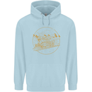 Gold Locomotive Steam Engine Train Spotter Childrens Kids Hoodie Light Blue