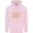 Gold Locomotive Steam Engine Train Spotter Childrens Kids Hoodie Light Pink