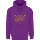 Gold Locomotive Steam Engine Train Spotter Childrens Kids Hoodie Purple