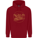 Gold Locomotive Steam Engine Train Spotter Childrens Kids Hoodie Red