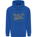 Gold Locomotive Steam Engine Train Spotter Childrens Kids Hoodie Royal Blue