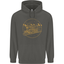 Gold Locomotive Steam Engine Train Spotter Childrens Kids Hoodie Storm Grey