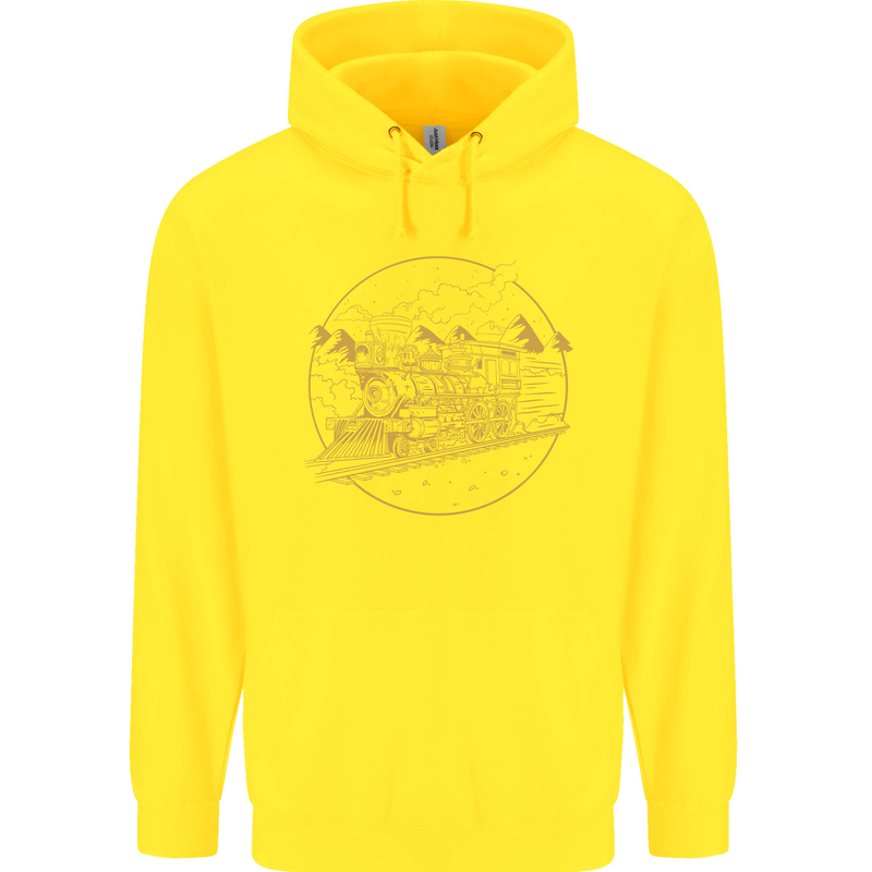 Gold Locomotive Steam Engine Train Spotter Childrens Kids Hoodie Yellow