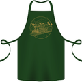 Gold Locomotive Steam Engine Train Spotter Cotton Apron 100% Organic Forest Green