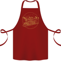 Gold Locomotive Steam Engine Train Spotter Cotton Apron 100% Organic Maroon