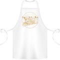 Gold Locomotive Steam Engine Train Spotter Cotton Apron 100% Organic White