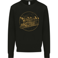 Gold Locomotive Steam Engine Train Spotter Kids Sweatshirt Jumper Black