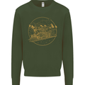 Gold Locomotive Steam Engine Train Spotter Kids Sweatshirt Jumper Forest Green