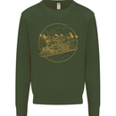 Gold Locomotive Steam Engine Train Spotter Kids Sweatshirt Jumper Forest Green
