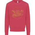 Gold Locomotive Steam Engine Train Spotter Kids Sweatshirt Jumper Heliconia